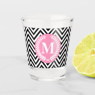 Verre A Shot Monogramme géométrique noir et blanc