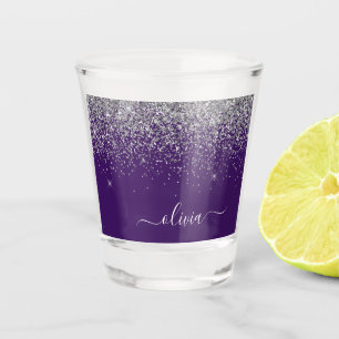 Verre A Shot Monogramme glamour girly pailleté argent violet