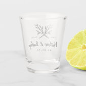Verre A Shot Monogramme Mariage de branches rustiques (Dos)