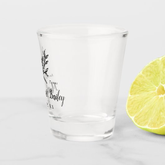 Verre A Shot Monogramme Mariage de branches rustiques (Droite)