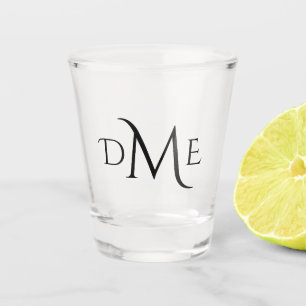 Verre A Shot Monogramme moderne de noir des textes