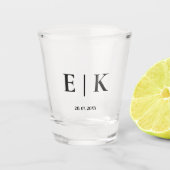 Verre A Shot Monogramme Moderne Élégant Simple Mariage Minimali (Devant)