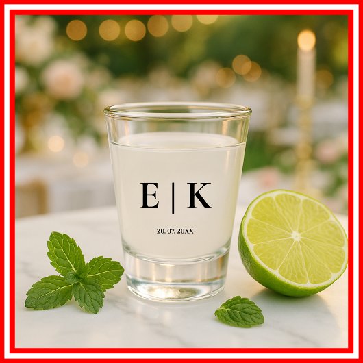 Verre A Shot Monogramme Moderne Élégant Simple Mariage Minimali