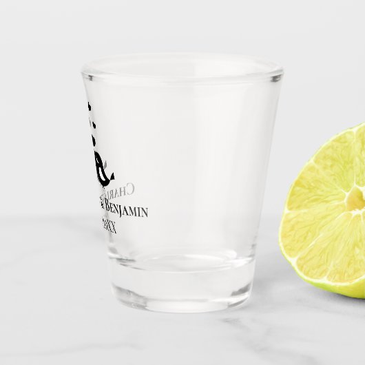 Verre A Shot Monogramme Noir mariage Faveurs  (Droite)