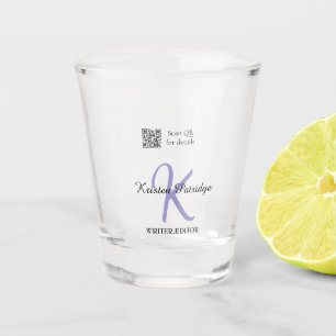 Verre A Shot Monogramme nom écrivain violet modifier code QR en