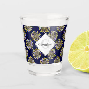 Verre A Shot Monogramme Nous Vous Regardons Marine & Gold Polka