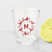 Verre A Shot Monogramme Oiseau et fleurs couronne scandinave (Devant)