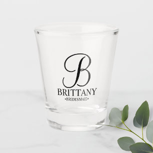 Verre A Shot Monogramme personnalisé moderne et nom Bridesmaid