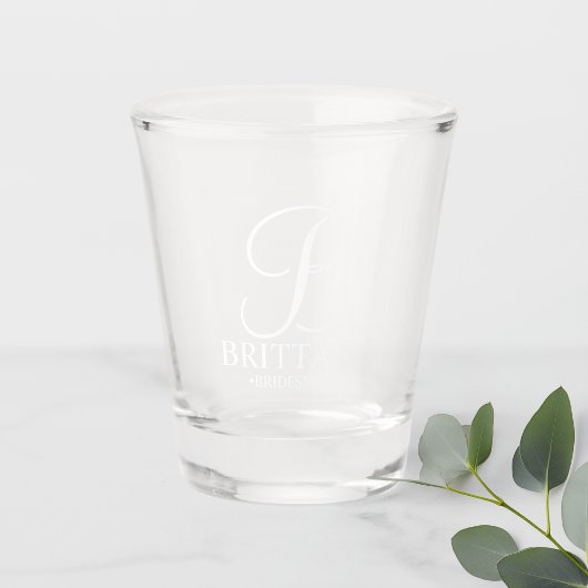 Verre A Shot Monogramme personnalisé moderne et nom Bridesmaid