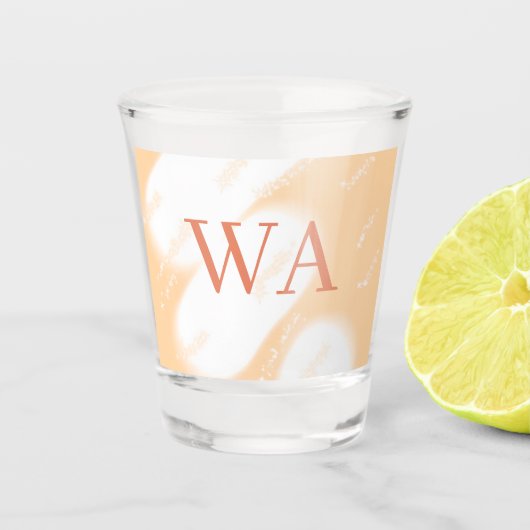 Verre A Shot Monogramme rétro gras nom blanc orange pêche paste (Devant)
