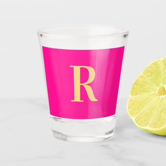 Verre A Shot Monogramme simple et moderne Hot rose (Devant)