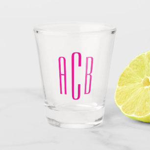 Verre A Shot Monogramme trois lettres rose chaud
