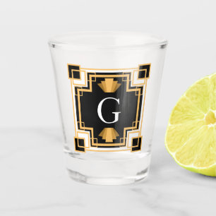 Verre A Shot monogramme vintage de style d'art déco des année