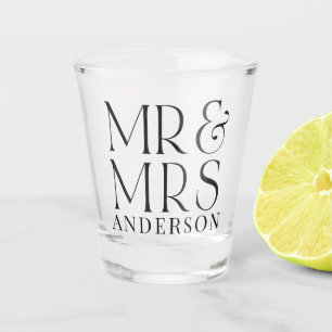 Verre A Shot Monsieur & Madame Nom de famille & Date personnali