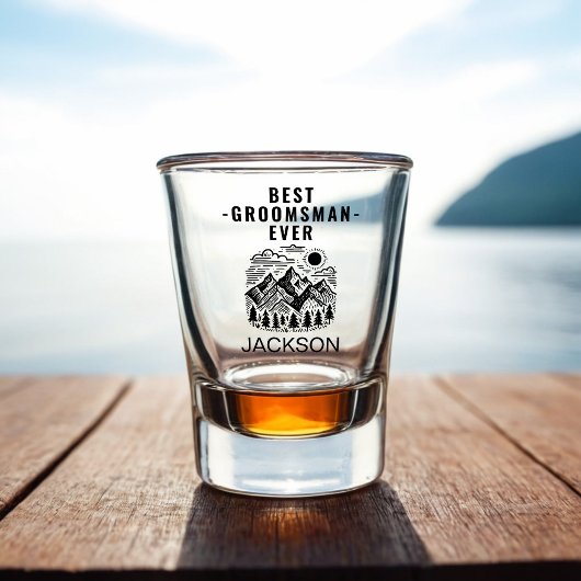 Verre A Shot Montagnes Modernes Rustiques Groomsman Personnalis