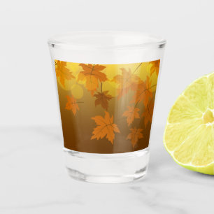 Verre A Shot Motif d'automne avec feuilles d'érable en chute et