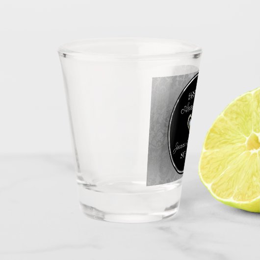 Verre A Shot Motif de Damas Gradient Argent Anniversaire (Gauche)