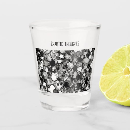 Verre A Shot Motif d'encre d'alcool noir blanc Customisé (Devant)