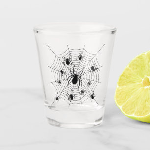 Verre A Shot Motif d'Halloween Black White araignées