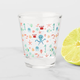 Verre A Shot Motif du monde marin