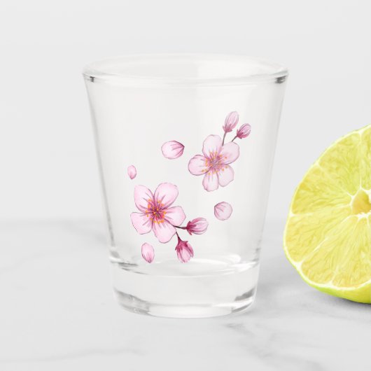 Verre A Shot Motif en fleurs de cerisier rose (Devant)