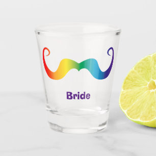 Verre A Shot Moustache arc-en-ciel de Bachelor/Mademoiselle d'h