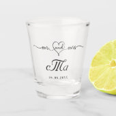 Verre A Shot Mr mrs jeunes mariés monogramme fête de mariage (Devant)