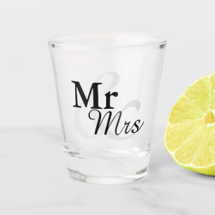 Verre A Shot Mr&Mrs Simple Elegant Typographie Mariage Faveur