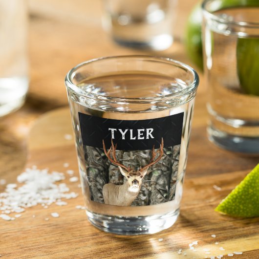 Verre A Shot Mule Deer Camo Nom Cool Chasse Buck Antlers