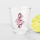 Verre A Shot Musical treble clef notes with sakura flowers (Devant)
