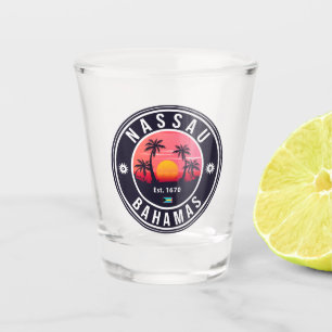 Verre A Shot Nassau Bahamas Retro Sunset Souvenirs 80s