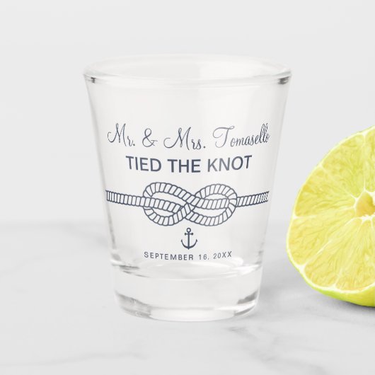 Verre A Shot Nautical M. et Mme Tied Le Mariage du noeud (Devant)