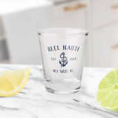 Verre A Shot Nautical Navy Blue Rustic Ancre Nom du bateau
