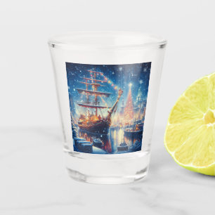 Verre A Shot Navire à quai Noël/hiver