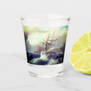 Verre A Shot Navire américain en détresse 1841