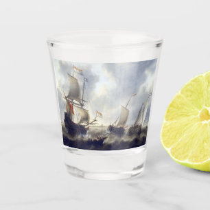 Verre A Shot Navires en mer 1660