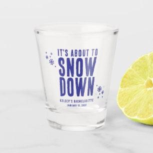 Verre A Shot Neige d'hiver Fête de Bachelorette drôle Bleu