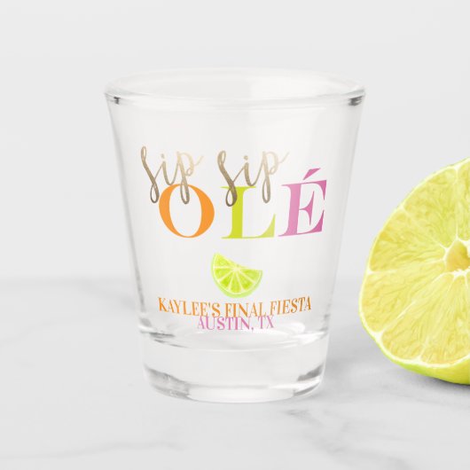 Verre A Shot Neon Final Fiesta Sip Sip Ole Bachelorette Favoris (Devant)