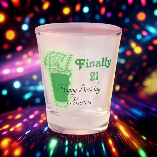 Verre A Shot Neon Green 21e anniversaire