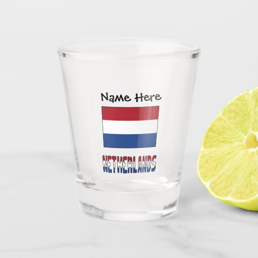 Verre A Shot Netherlands and Netherlander Flag with Your Name (Devant)