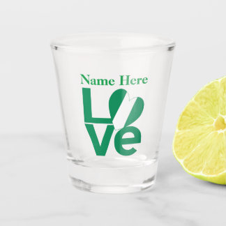 Verre A Shot Nigérian Green LOVE Heart Flag Personnalisé