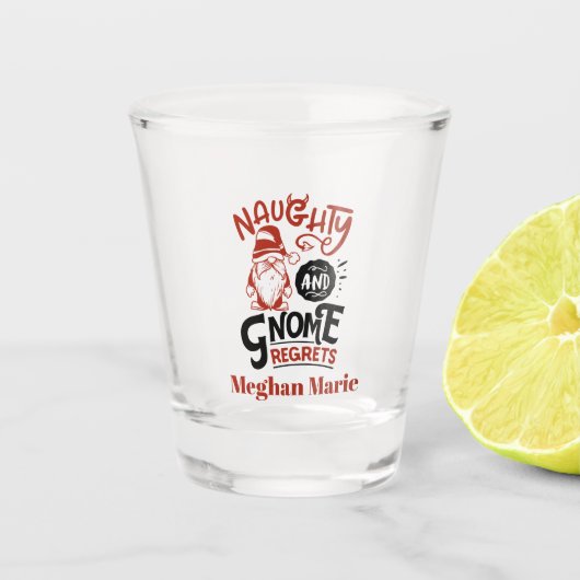 Verre A Shot Noël amusant gnome mot art (Devant)