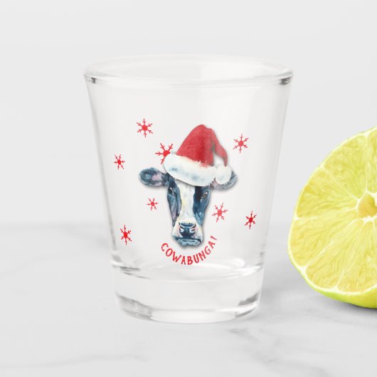 Verre A Shot Noël drôle de la vache Père Noël Cowabunga (Devant)