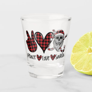 Verre A Shot Noël gothique   Peace Love et Père Noël Skull