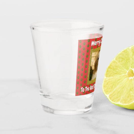 Verre A Shot Noël Meilleur Chien Papa Jamais Personnalisé Photo (Gauche)