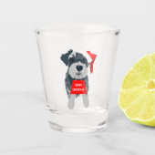 Verre A Shot Noël mignonne minuscule Schnauzer Chien Santa Hat (Devant)