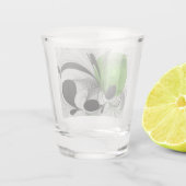 Verre A Shot Noir Abstrait et blanc avec art fractal vert (Dos)