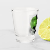 Verre A Shot Noir Abstrait et blanc avec art fractal vert (Gauche)