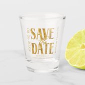 Verre A Shot Noir & Blanc Gold Script Wedding Enregistrer la da (Devant)