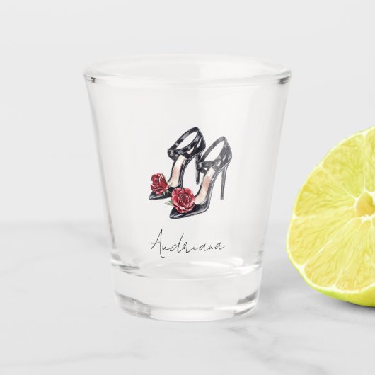 Verre A Shot Noir Bourgogne Rouge Haut talons (Devant)